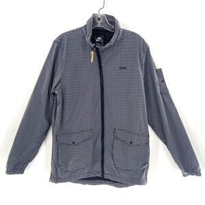 Nike AS Slant FZ Windbreaker Jacket Mens Lightweight Black White Check‎ Sz M